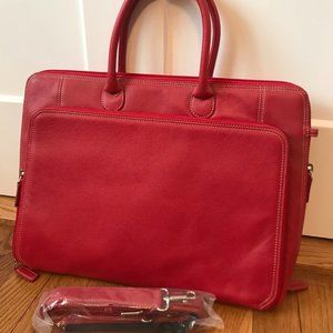 Levenger Red Laptop Bag Briefcase